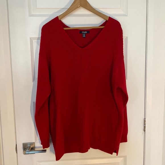 CHAPS - red sweater cotton size 2X - Picture 2 of 5